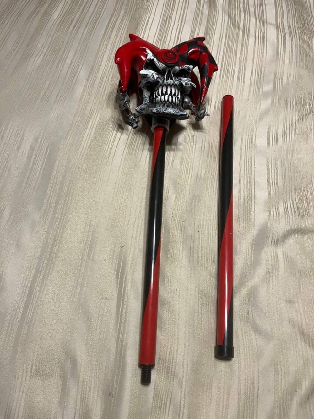 Psycho Jester Skull Staff Halloween Prop